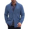 imageCOOFANDY Mens Shawl Collar Cardigan Sweater Slim Fit Button Down Cable Knitted Sweater with PocketsDenim Blue