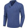 imageCOOFANDY Mens Shawl Collar Pullover Sweater Slim Fit Casual Button Cable Knit SweatersGray Blue