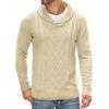 imageCOOFANDY Mens Shawl Collar Sweaters VNeck Relaxed Fit Cable PulloversLight Khaki