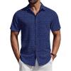 imageCOOFANDY Mens Short Sleeve Button Down Shirts Casual Summer Shirt Untucked Dress ShirtsNavy Blueanchor