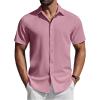 imageCOOFANDY Mens Short Sleeve Button Down Shirts Casual Summer Shirt Untucked Dress ShirtsRose