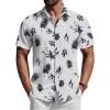 imageCOOFANDY Mens Short Sleeve Button Down Shirts Casual Summer Shirt Untucked Dress ShirtsWhiteblack Leaf