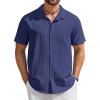 imageCOOFANDY Mens Short Sleeve Casual Button Down Shirts Textured Summer Beach ShirtNavy Blue