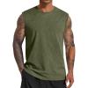 imageCOOFANDY Mens Sleeveless Shirts Cotton Workout Tank Tops Casual Muscle Washed T Shirt Summer Beach Tee Loose FitArmy Green