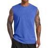 imageCOOFANDY Mens Sleeveless Shirts Cotton Workout Tank Tops Casual Muscle Washed T Shirt Summer Beach Tee Loose FitLight Blue