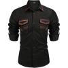 imageCOOFANDY Mens Western Cowboy Shirt Embroidered Long Sleeve Slim Fit Casual Cotton Button Down Hippie Shirts with PocketsBlack 2