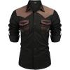 imageCOOFANDY Mens Western Cowboy Shirt Embroidered Long Sleeve Slim Fit Casual Cotton Button Down Hippie Shirts with PocketsBlack Dark Brown