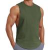 imageCOOFANDY Mens Workout Tank Tops Cotton Cut Off Sleeveless Muscle Shirts Gym Athletic Running T ShirtArmy Green