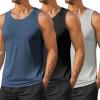 imageCOOFANDY Mens Workout Tank Tops UPF 50 Sleeveless Gym Muscle Shirts Cooling Quick Dry Bodybuilding Tanks for Swim BeachBlackDark BlueLight Gray