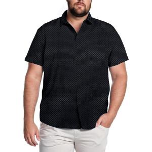imageCOOFANDY Big amp Tall Shirts for Men Short Sleeve Button Down Casual Dress ShirtsBlackpolka Dots