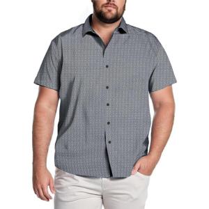 imageCOOFANDY Big amp Tall Shirts for Men Short Sleeve Button Down Casual Dress ShirtsGrey Blacksquare
