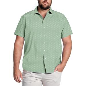 imageCOOFANDY Big amp Tall Shirts for Men Short Sleeve Button Down Casual Dress ShirtsLight Greenanchor