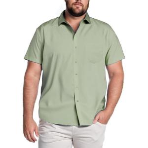 imageCOOFANDY Big amp Tall Shirts for Men Short Sleeve Button Down Casual Dress ShirtsSage Green