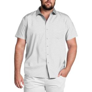 imageCOOFANDY Big amp Tall Shirts for Men Short Sleeve Button Down Casual Dress ShirtsWhite  Cross Pattern