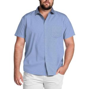 imageCOOFANDY Big amp Tall Shirts for Men Short Sleeve Button Down Casual Dress ShirtsWhite  Diamond Pattern