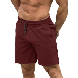 imageCOOFANDY Men Swim Trunk with Compression Liner 2 in 1 Swimwear Bathing Suit Quick Dry Board ShortDark Red