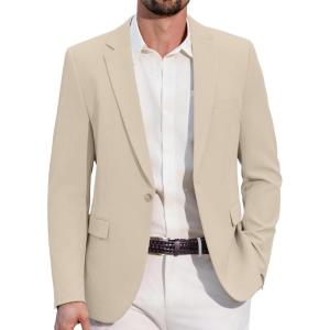 imageCOOFANDY Mens Casual Blazer Slim Fit Lightweight Sport Coats One Button Suit Jacket Dress Blazer JacketsKhaki Gray