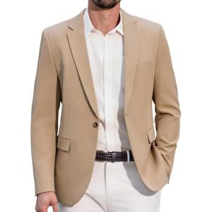 imageCOOFANDY Mens Casual Blazer Slim Fit Lightweight Sport Coats One Button Suit Jacket Dress Blazer JacketsKhkai