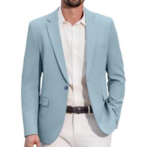 imageCOOFANDY Mens Casual Blazer Slim Fit Lightweight Sport Coats One Button Suit Jacket Dress Blazer JacketsLight Blue