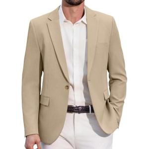 imageCOOFANDY Mens Casual Blazer Slim Fit Lightweight Sport Coats One Button Suit Jacket Dress Blazer JacketsLight Khaki