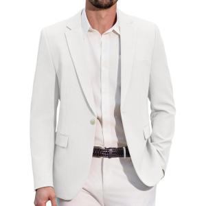 imageCOOFANDY Mens Casual Blazer Slim Fit Lightweight Sport Coats One Button Suit Jacket Dress Blazer JacketsWhite