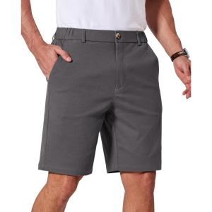 imageCOOFANDY Mens Casual Shorts ClassicFit 9 Chino Shorts Cotton Stretch Golf Short with 4 PocketsGrey