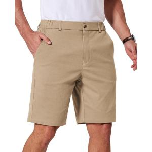 imageCOOFANDY Mens Casual Shorts ClassicFit 9 Chino Shorts Cotton Stretch Golf Short with 4 PocketsKhaki