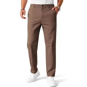 imageCOOFANDY Mens Chino Pants Casual Business Dress Pants Stretch Golf Trousers with PocketsBrown