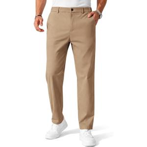 imageCOOFANDY Mens Chino Pants Casual Business Dress Pants Stretch Golf Trousers with PocketsKhaki