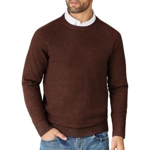 imageCOOFANDY Mens Crewneck Sweater Casual Dress Pullover Sweaters Slim Fit Lightweight Long Sleeve Raglan SweatersBrown