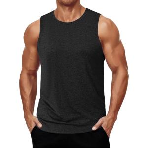 imageCOOFANDY Mens Dry Fit Workout Tank Top Sleeveless Gym Muscle Shirt UPF 50 Summer Running Athletic TshirtsBlack