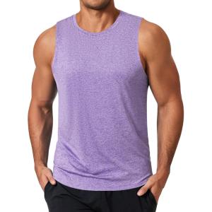 imageCOOFANDY Mens Dry Fit Workout Tank Top Sleeveless Gym Muscle Shirt UPF 50 Summer Running Athletic TshirtsPurple