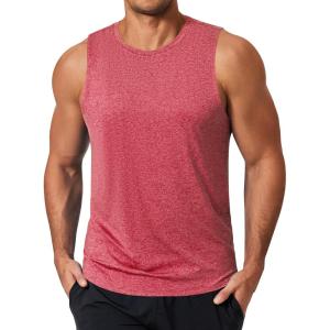 imageCOOFANDY Mens Dry Fit Workout Tank Top Sleeveless Gym Muscle Shirt UPF 50 Summer Running Athletic TshirtsRed