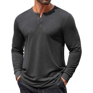 imageCOOFANDY Mens Henley Shirts Long Sleeve T Shirts Casual Lightweight Fashion Button Pullover Tee ShirtDark Drey