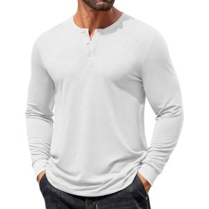 imageCOOFANDY Mens Henley Shirts Long Sleeve T Shirts Casual Lightweight Fashion Button Pullover Tee ShirtWhite