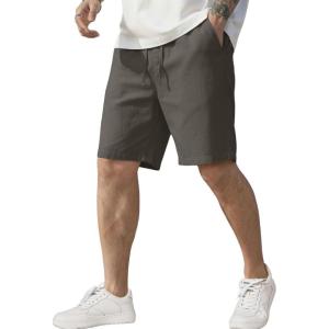 imageCOOFANDY Mens Linen Shorts Casual Elastic Waist Drawstring Short Summer Beach Vacation ShortsDark Grey