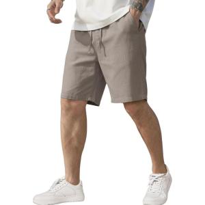 imageCOOFANDY Mens Linen Shorts Casual Elastic Waist Drawstring Short Summer Beach Vacation ShortsMedium Gray