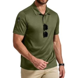 imageCOOFANDY Mens Polo Shirt Short Sleeve Quick Dry Tactical Shirts Golf Polos Collared Work Shirts for Men with Pocket01olive Green