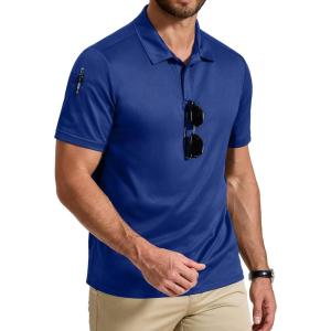 imageCOOFANDY Mens Polo Shirt Short Sleeve Quick Dry Tactical Shirts Golf Polos Collared Work Shirts for Men with PocketBlue