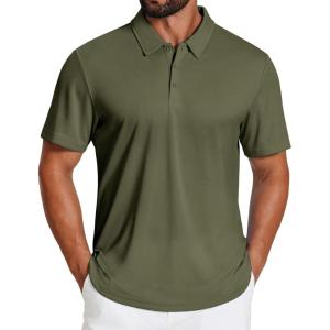 imageCOOFANDY Mens Polo Shirts Short Sleeve Golf Shirt UPF50 Moisture Wicking Quick Dry Collared Performance Polo Shirts for MenArmy Green