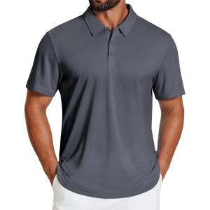 imageCOOFANDY Mens Polo Shirts Short Sleeve Golf Shirt UPF50 Moisture Wicking Quick Dry Collared Performance Polo Shirts for MenDark Grey