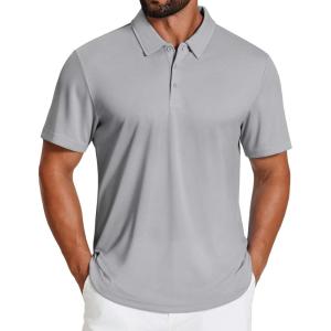 imageCOOFANDY Mens Polo Shirts Short Sleeve Golf Shirt UPF50 Moisture Wicking Quick Dry Collared Performance Polo Shirts for MenGrey