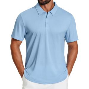 imageCOOFANDY Mens Polo Shirts Short Sleeve Golf Shirt UPF50 Moisture Wicking Quick Dry Collared Performance Polo Shirts for MenLight Blue