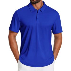 imageCOOFANDY Mens Polo Shirts Short Sleeve Golf Shirt UPF50 Moisture Wicking Quick Dry Collared Performance Polo Shirts for MenTrue Blue