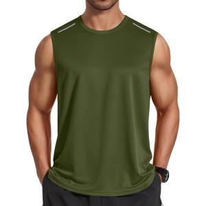 imageCOOFANDY Mens Sleeveless Shirt Quick Dry Workout Tank Top Gym Muscle T Shirts Sport Athletic Tanks Moisture WickingArmy Green