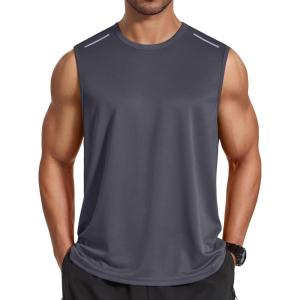 imageCOOFANDY Mens Sleeveless Shirt Quick Dry Workout Tank Top Gym Muscle T Shirts Sport Athletic Tanks Moisture WickingDark Grey