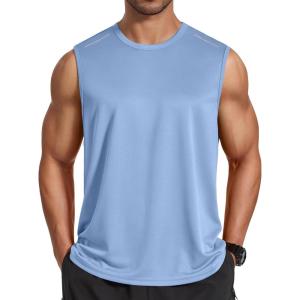 imageCOOFANDY Mens Sleeveless Shirt Quick Dry Workout Tank Top Gym Muscle T Shirts Sport Athletic Tanks Moisture WickingLight Blue