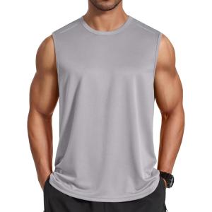 imageCOOFANDY Mens Sleeveless Shirt Quick Dry Workout Tank Top Gym Muscle T Shirts Sport Athletic Tanks Moisture WickingLight Gray