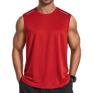 imageCOOFANDY Mens Sleeveless Shirt Quick Dry Workout Tank Top Gym Muscle T Shirts Sport Athletic Tanks Moisture WickingRed