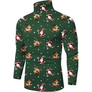 imageCOOFANDY Mens Slim Fit Basic Turtleneck Long Sleeve Lightweight Pullover Sweaters Casual Knitted TopsSanta Claus Elk